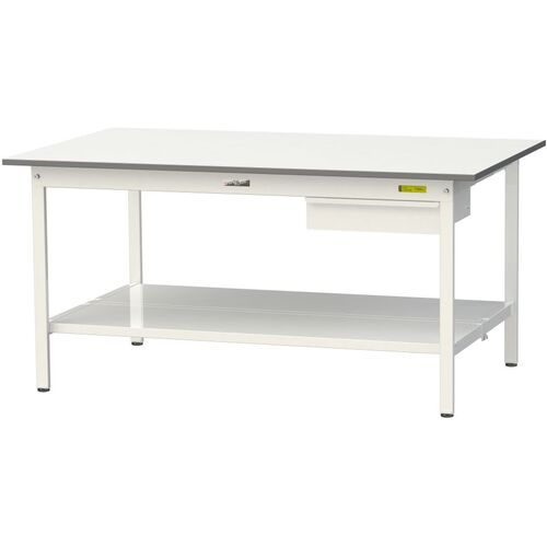 ヤマテック 軽量作業台 SUP-1875TT-WW ワークテーブル150シリーズ 固定式 全面棚付 低圧メラミン天板 W1800&times;D750&times;H740mm シルキーホワイト｜設備プロ王国　店