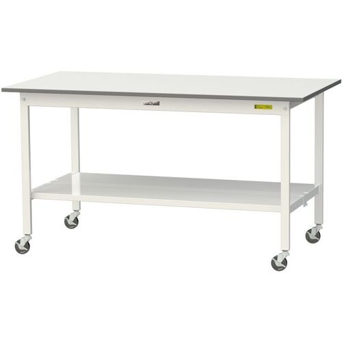 ヤマテック 軽量作業台 SUPC-1575TT-WW ワークテーブル150シリーズ 移動式 全面棚付 低圧メラミン天板 W1500×D750×H825mm シルキーホワイト