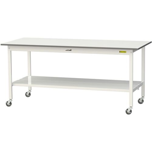 ヤマテック 軽量作業台 SUPC-1875TT-WW ワークテーブル150シリーズ 移動式 全面棚付 低圧メラミン天板 W1800×D750×H825mm シルキーホワイト