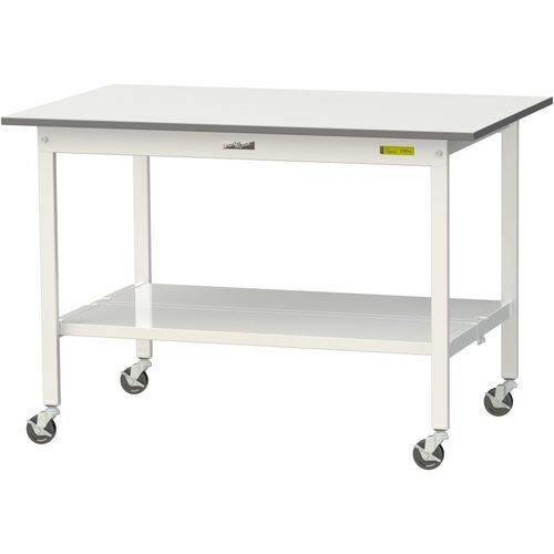 ヤマテック 軽量作業台 SUPC-1275TT-WW ワークテーブル150シリーズ 移動式 全面棚付 低圧メラミン天板 W1200&times;D750&times;H825mm シルキーホワイト｜設備プロ王国　店