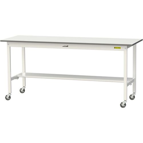 ヤマテック 軽量作業台 SUPC-1860T-WW ワークテーブル150シリーズ 移動式 半面棚付 低圧メラミン天板 W1800&times;D600&times;H825mm シルキーホワイト｜設備プロ王国　店