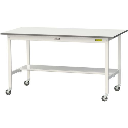 ヤマテック 軽量作業台 SUPC-1575T-WW ワークテーブル150シリーズ 移動式 半面棚付 低圧メラミン天板 W1500&times;D750&times;H825mm シルキーホワイト｜設備プロ王国　店