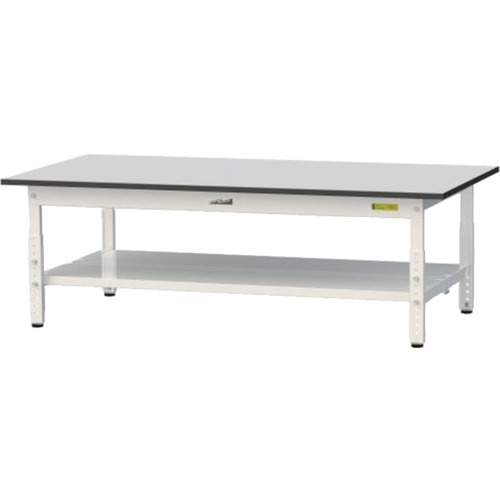 ヤマテック ワークテーブル150シリーズ SURAL-1575TT-GYW 高さ調整タイプ低床用 全面棚板付 RoHS2指令対応塩ビシート天板 W1500×D750×H401～H576mm