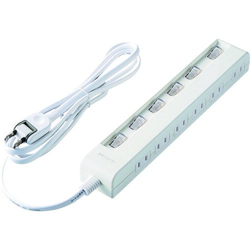 ELECOM 省エネタップ T-E5C-2620WH 個別スイッチ 横挿し 6個口 2m ホワイト 20個まとめ売り 20個 【まとめ売り商品】