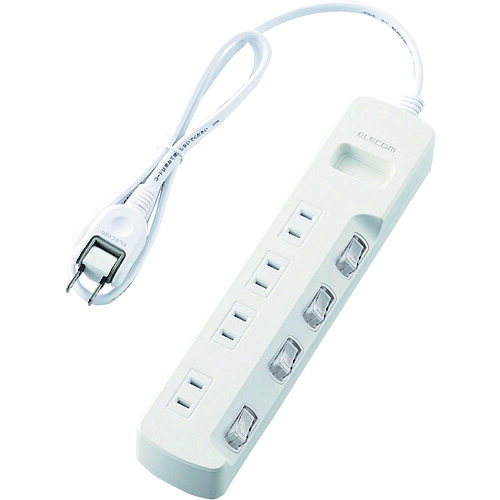ELECOM 省エネ水道栓 T-E6A-2410WH 個別取り替えっこ ホコリシャッター付 4個口 1m 白いこと 20個まとめ売り 20個 【まとめ売り商いもの】