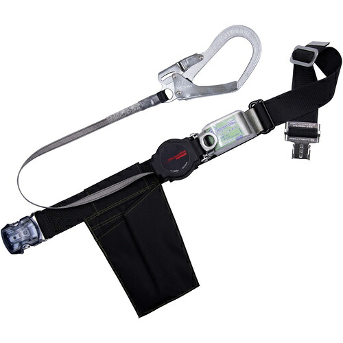 TSUYORON 胴ベルト型墜落制止用器具(巻取タイプ)ロック機構付き TB-ORN-OT599-BLK-M-BP ワン・ハンドリトラ 黒 Mサイズ 幅50MM×長さ1200MM ワンタッチバックル仕様