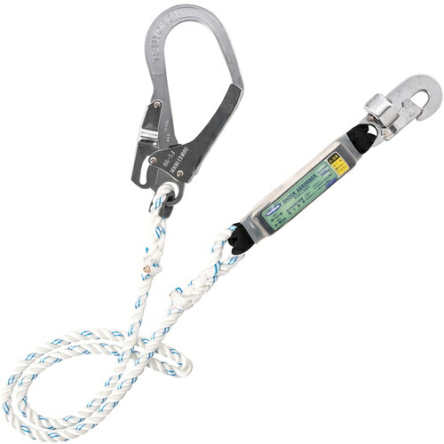 TSUYORON 胴ベルト型墜落制止用器具用ランヤード(ロープタイプ)三つ打ちロープ TBL-99-BP ショックアブソーバ+フックFS-25・フックFS-99 10本まとめ売り 10本 【まとめ売り商品】