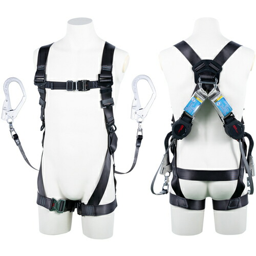 TSUYORON 黒影馬具 TH-504-2OH93SV-OT-DG-M-2R23-BX ツインランヤード付き添い人 鍵を掛ける規則体系付き添い人巻取式ワン・ハンドリトラ うす暗い薄墨色 M大きさ