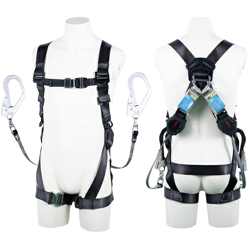 TSUYORON 黒影馬具 TH-504-2OH93SV-OT-DG-L-2R23-BX ツインランヤード付き添い人 鍵を掛ける規則体系付き添い人巻取式ワン・ハンドリトラ うす暗い薄墨色 L大きさ