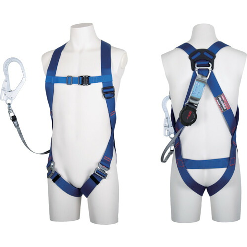 TSUYORON ともし火馬具 TH-510-OH93SV-OT-BL4-L-R23-BX シングルランヤード付き添い人 鍵を掛ける規則体系付き添い人巻取式ワン・ハンドリトラ 青 L大いさ