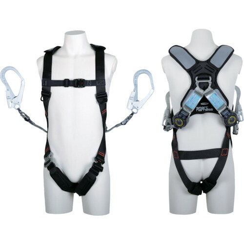 TSUYORON かっこ良い馬具 THSM510-2TR93SV-OT-BLKM-2R23BX ツインランヤード付き添い人 鍵を掛ける規則体系付き添い人巻取式SRリトラ 黒 M大きさ