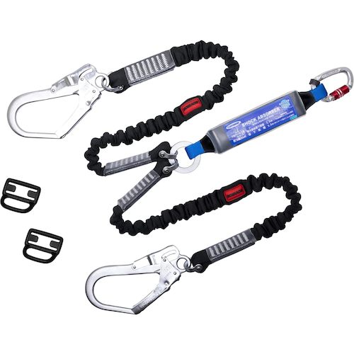 TSUYORON 【当てはめる時忠告の言葉止むを得ず】 THL2NV90H21KSBK2R23TYPE2BX フルハーネス用幽客yd(印字機2) ツインランヤード 伸縮式ノビロン(BK)