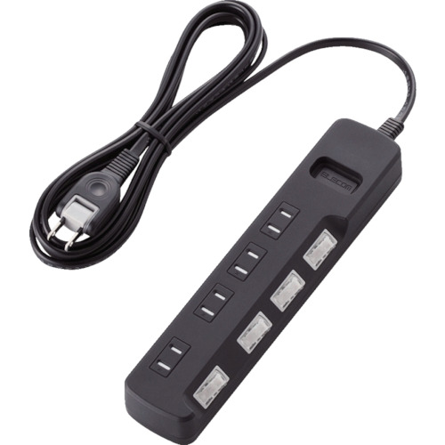 ELECOM 雷かばい立て水道栓 T-K6A-2425BK 個別取り替えっこ シャッター付 4個口 2.5m 黒いこと 20個まとめ売り 20個 【まとめ売り商いもの】