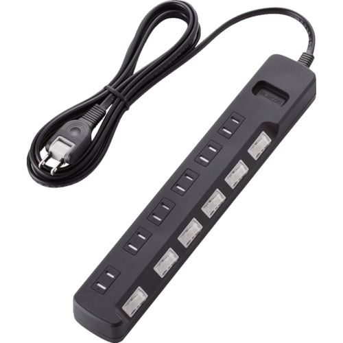 ELECOM 雷ガードタップ T-K6A-2625BK 個別スイッチ シャッター付 6個口 2.5m ブラック 20個まとめ売り 20個 【まとめ売り商品】