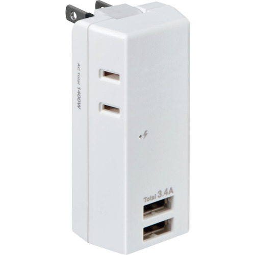 ELPA 耐雷USBタップ2個口2ポート3.4A UA-223SB 20個まとめ売り 20個 【まとめ売り商品】