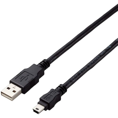 ELECOM USB2.0ケーブル U2C-AM50BK/ID A－miniBタイプ 仕様固定 5m ブラック 10本まとめ売り 10本 【まとめ売り商品】