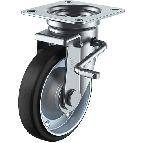 ユーエイ プレート式 WJB-100R 自在 キャスター ゴム 車輪径100mm ストッパー付き Jタイプ JB(R)型 取付寸法74×74(67×67) 20個まとめ売り 20個 【まとめ売り商品】|設備プロ王国 店