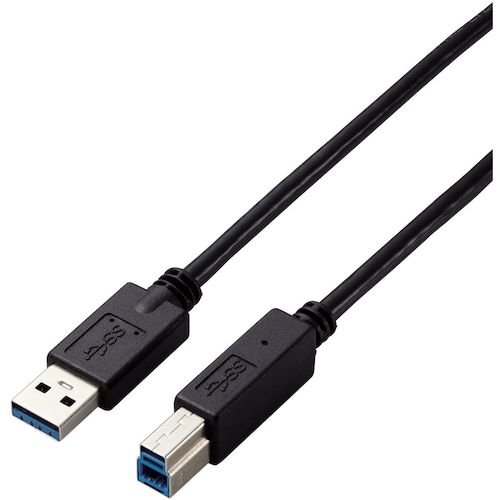 ELECOM USB3.0有線テレビ USB3-AB20BK/ID A－B手合い 遣りくち据えつける 2m 黒いこと 10本まとめ売り 10本 【まとめ売り商いもの】