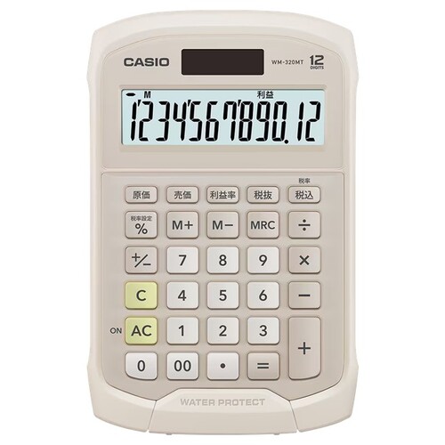 カシオ 防水防塵電卓 WM-320MT-BE-N ベージュ 10本まとめ売り 10本 【まとめ売り商品】