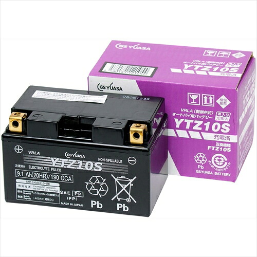 GSYUASA(GSユアサ)（正規品） バイク用バッテリー液入充電済み YTZ10S 主な互換品番： FTZ10S・DTZ10S・GEL10ZS・RBTZ10S-N