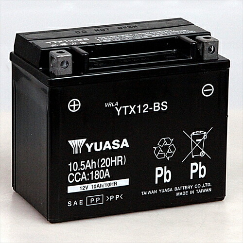 台湾YUASA 台湾ユアサ バイク用バッテリー 【電解液注入・充電済】 YTX12-BS 主な互換品番：GTX12-BS・FTX12-BS・DTX12-BS・NBC12-BS・RBTX12-N