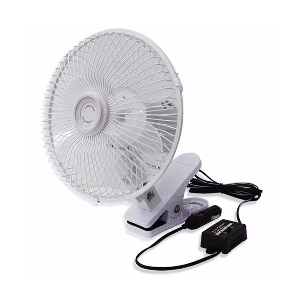 Meltec 大自工業CF-200カーファン 200mm DC24V 強力涼風　（風量2階調節・クリップ/ビス固定・首振り機能付き（約60度））画像