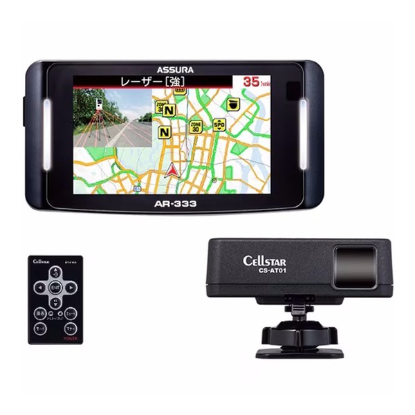 CellSTAR AR-333 レーダー探知機 ASSURA（アシュラ） 移動式オービスMSSS受信対応 レーザー式オービス対応 セーフティレーダー 3.2インチMVA液晶 セパレート型 12/24V車対応 無線LAN搭載