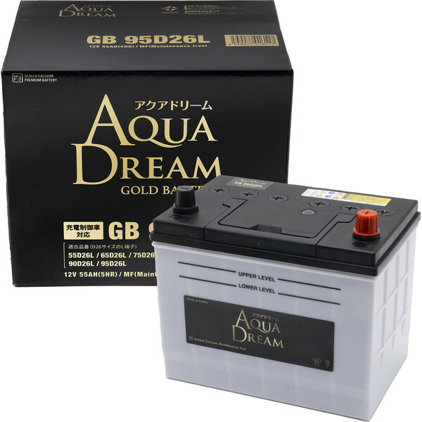 AQUA DREAM GOLD BATTERY GB 95D26L 本体 楽天市場】AQUA DREAM アクアドリームGB 95D26L国産車 充電制御車対応