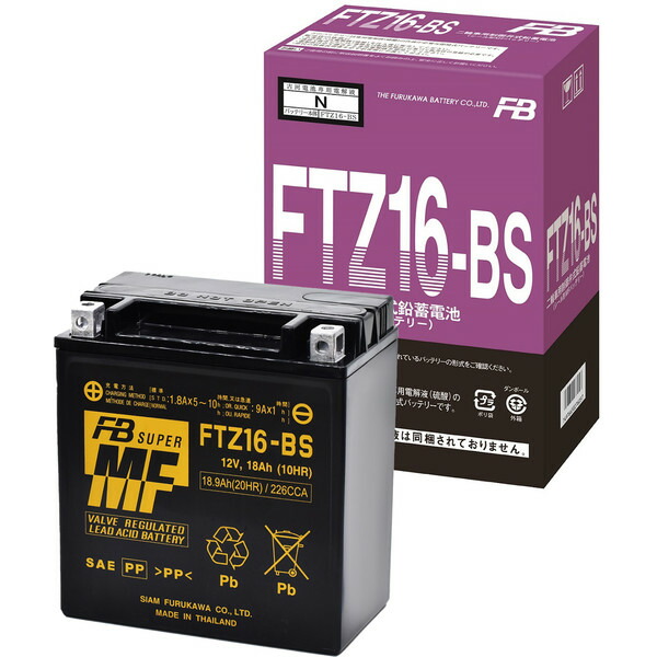 古河電池 FURUKAWA BATTERYバイク用バッテリー【電解液注入・充電済】FTZ16-BS主な互換品番：FTZ16-BS※生産国は製造ロットによりことなります｜SPHKKショップ店