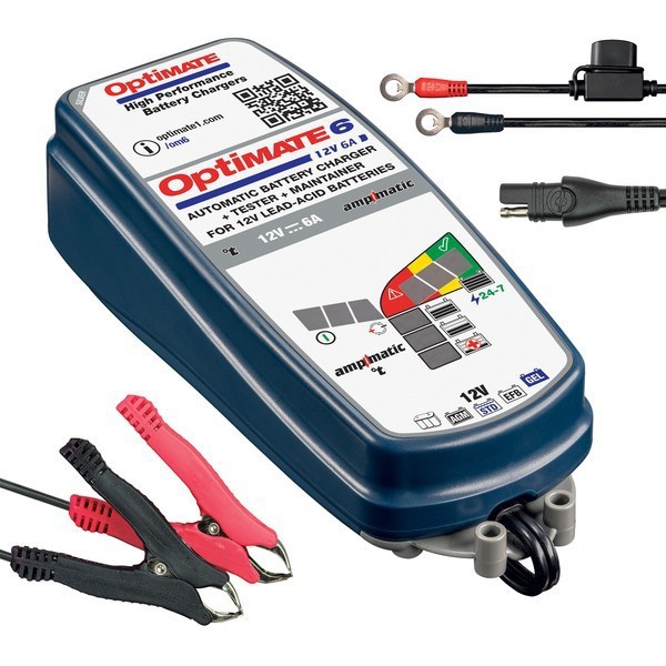 テックメイト TECMATE OP6 オプティメート6 Ampmatic搭載 Ver.3 全自動バッテリー充電器（ワニ口クリップ、車両側ケーブル付属）