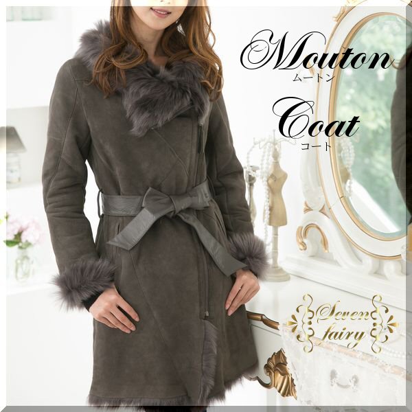 Women sheepskin fur long coat リアルシープスキンカーリー