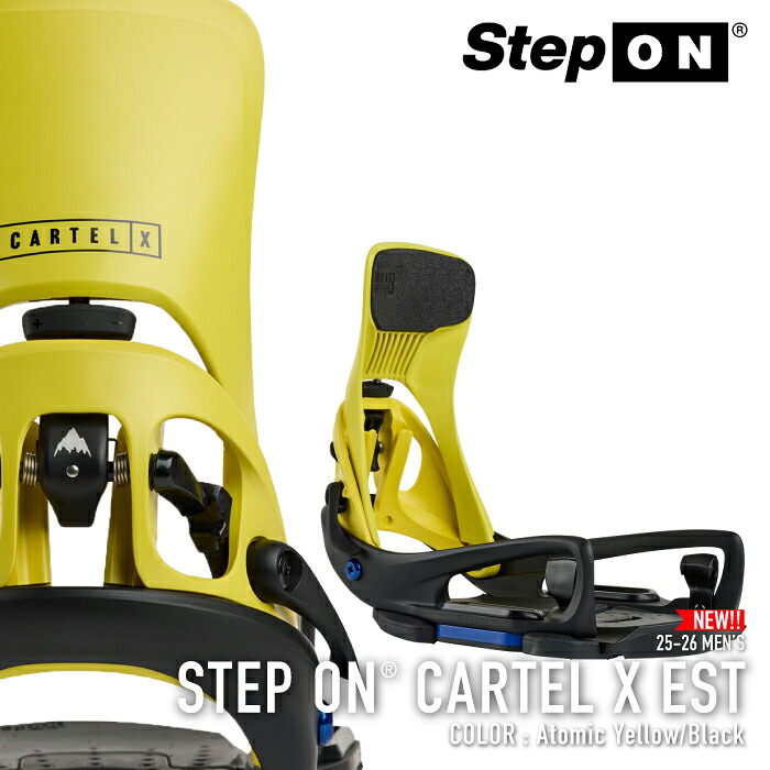 レビューでクーポン★[日本正規品] スノーボード ビンディング バートン BURTON MEN'S STEP ON CARTEL X EST Atomic Yellow Black ステップオン カーテル エックス イーエスティ バインディング メンズ 25-26
