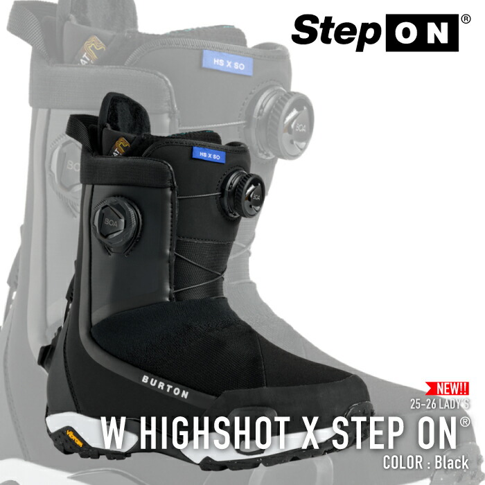 レビューでクーポン★[日本正規品] スノーボード ブーツ バートン BURTON WOMEN'S HIGHSHOT X STEP ON WIDE Black ハイショット エックス ステップオン レディース 25-26