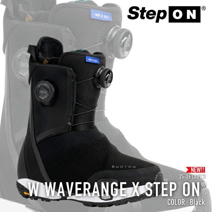 レビューでクーポン★[日本正規品] スノーボード ブーツ バートン BURTON WOMEN'S WAVERANGE X STEP ON WIDE Black ウェーブレンジ エックス ステップオン レディース 25-26｜SEVEN STARS
