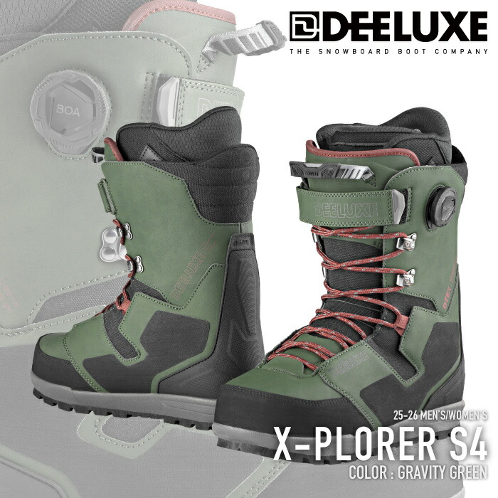 レビューでクーポン★[日本正規品] スノーボード ブーツ ディーラックス DEELUXE X-PLORER S4 Gravity Green エクスプローラー メンズ レディース 25-26