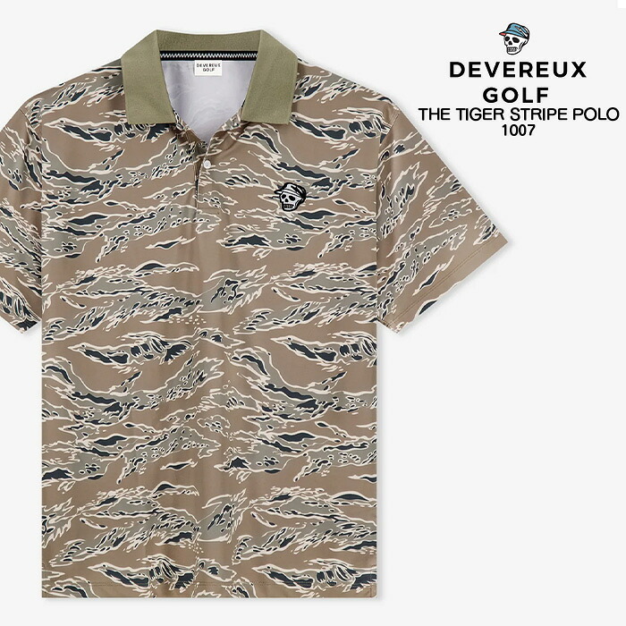 レビューでクーポン★デヴァローゴルフ ポロシャツ Devereux Golf THE TIGER STRIPE POLO 1007 タイガーストライプポロシャツ ゴルフ ゴルフウェア 半袖 メンズ 男性