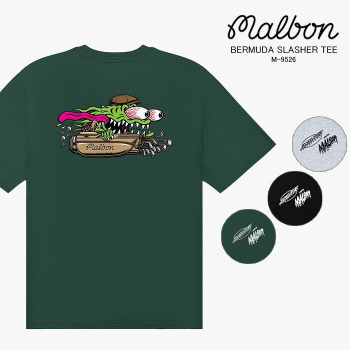 レビューでクーポン★マルボンゴルフ × サンタクルーズ コラボ Tシャツ Malbon Golf × SANTA CRUZ BERMUDA SLASHER TEE M-9526 ゴルフ ゴルフウェア メンズ 男性|SEVEN STARS