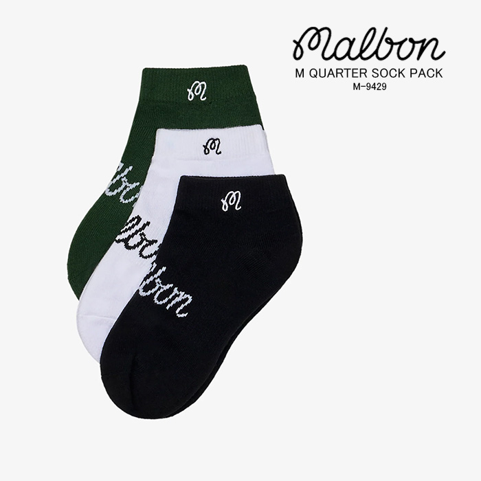 レビューでクーポン★マルボンゴルフ 3色パック 靴下 ソックス Malbon Golf M QUARTER SOCK PACK M-9429 クォーターソックスパック 3色セット ゴルフ ゴルフウェア メンズ 男性｜SEVEN STARS