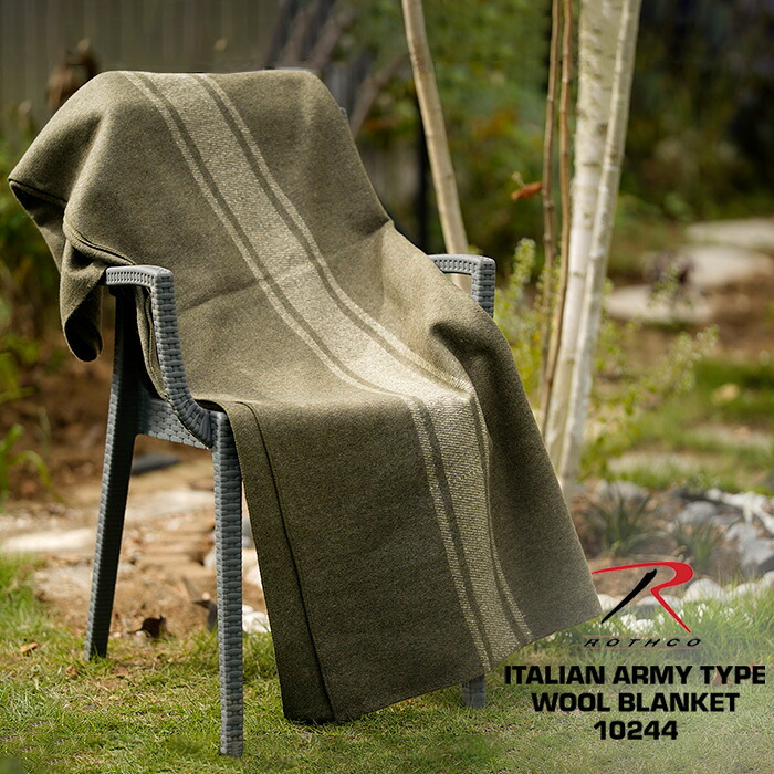 レビューでクーポン★ロスコ イタリア軍 ブランケット ROTHCO ITALIAN ARMY TYPE WOOL BLANKET 10244 オリーブ 緑 グリーン ラグ 毛布 防寒 テント タープ ミリタリー アウトドア キャンプ ソロキャン ツーリング