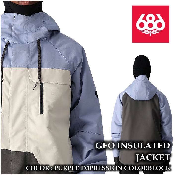レビューでクーポン★[日本正規品] スノーボード ウェア ジャケット シックスエイトシックス 2025 686 GEO INSULATED JACKET PurpleImprColorblock メンズ 24-25