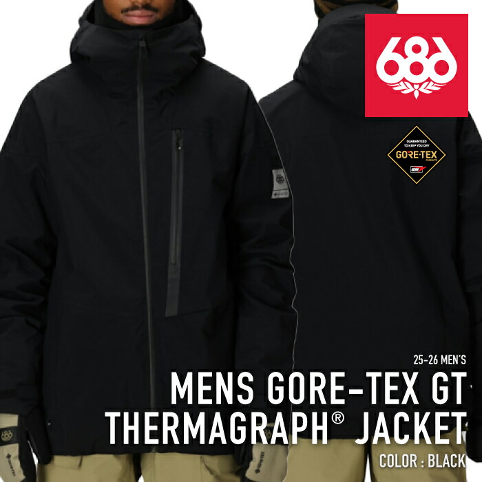 レビューでクーポン★[日本正規品] スノーボード ウェア ジャケット シックスエイトシックス 686 MENS GORE-TEX GT THERMAGRAPH JACKET Black メンズ 25-26