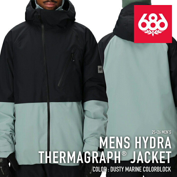 レビューでクーポン★[日本正規品] スノーボード ウェア ジャケット シックスエイトシックス 686 MENS HYDRA THERMAGRAPH JACKET Dusty Marine Colorblock メンズ 25-26