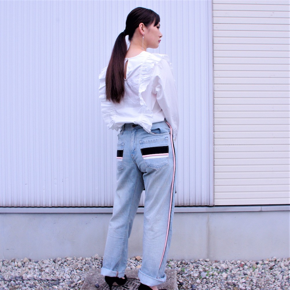 楽天市場 カスタムワイドデニムパンツ Non 18a 8 019 Blue Size F フリーサイズ 前後着用可能 ノントウキョウ リメイク ラインパンツ ジーンズ ストリートカジュアル 国産レザー専門店 Seven2 Leathers