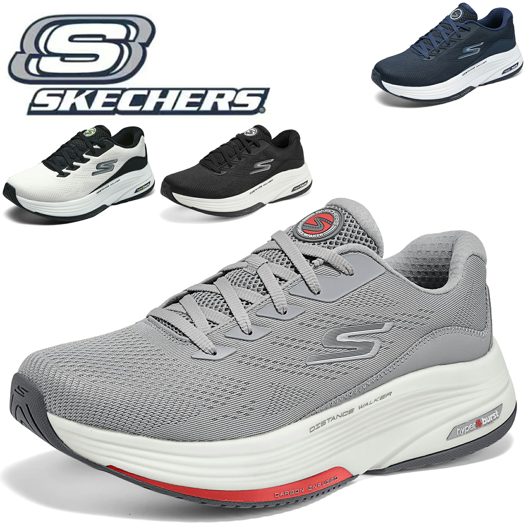 スケッチャーズ SKECHERS メンズ スニーカー ウォーキングシューズ 厚底 幅広 ワイド 軽量 クッション性 疲れにくい 歩きやすい 滑りにくい 人気 新作 ディスタンスウォーカー Distance Walker 高反発ソール おしゃれ 春 秋 冬 50代 敬老の日 父の日 MEN'S GO WALK 216528|sevencat店