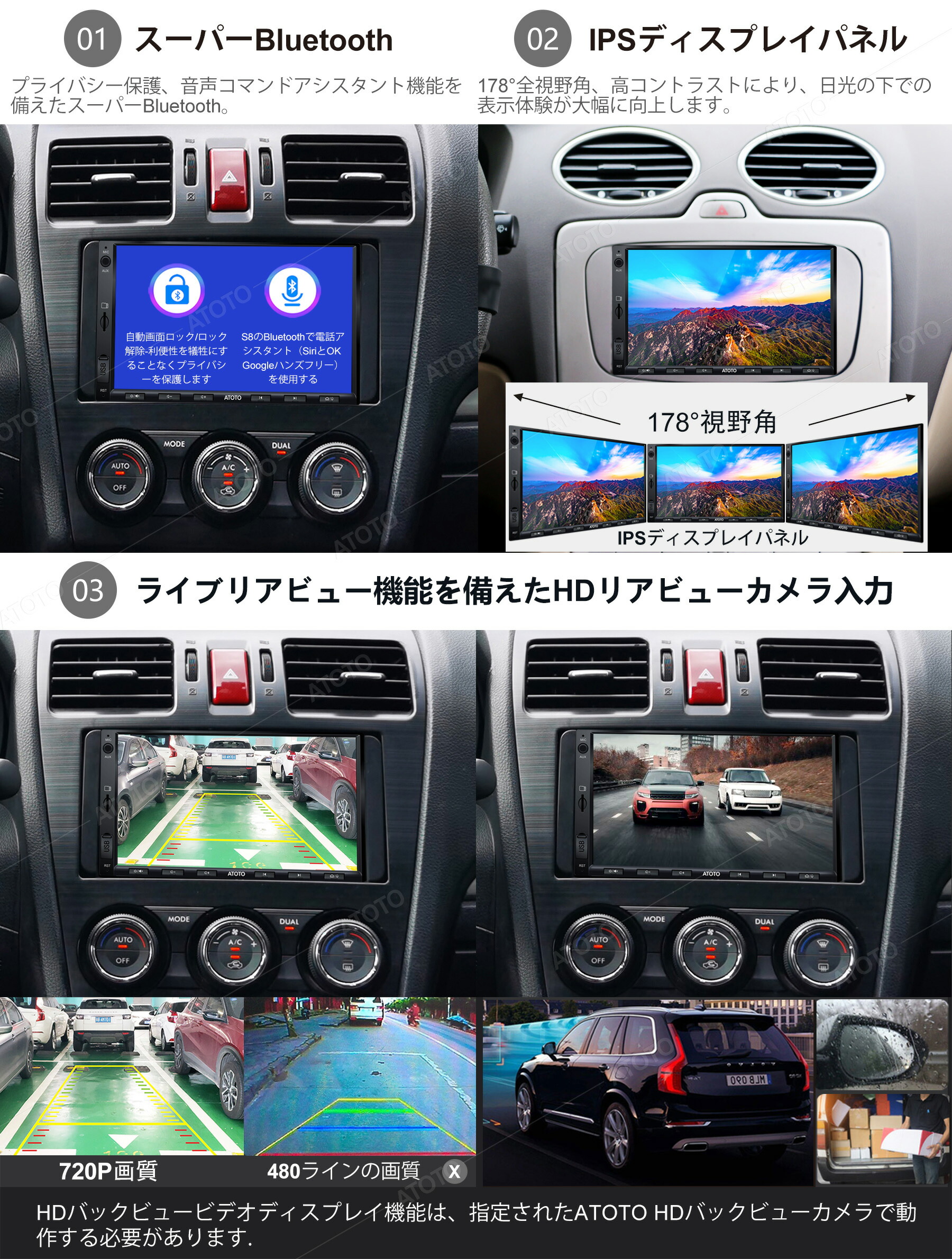 タッチスクリーンヘッドユニット 多機能 車載カーナビ カー用品 多機能 車載カーナビ 自動車 S8 オーディオ一体型ナビ 手振り認識 Atoto タッチスクリーン 車用品 7インチ 車用品 Standard ヘッドユニット シングルディン ダブルディン 車載カーナビ Dvd Cd Sd