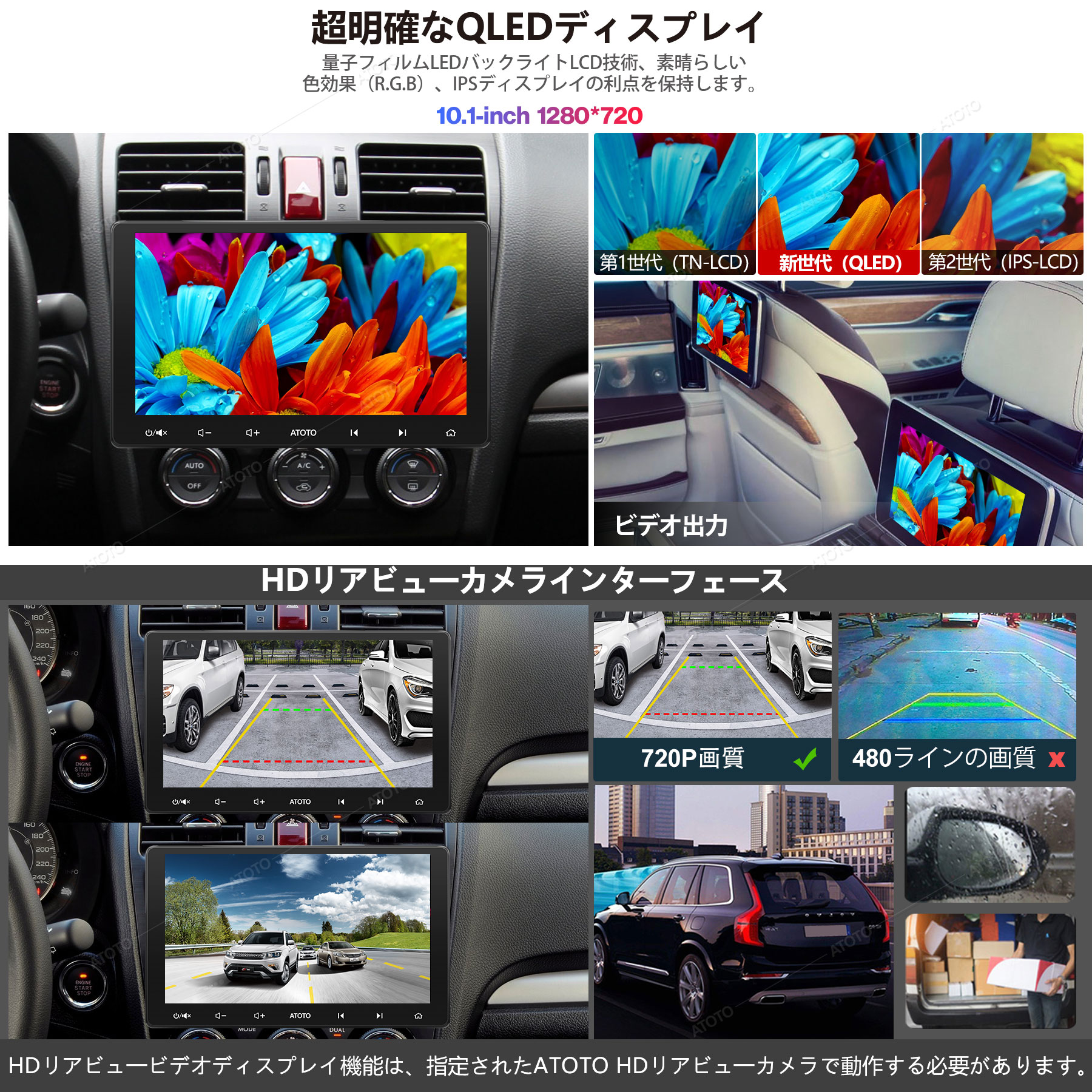 ATOTOF7standard10インチLinuxUSBラジオBluetooth自動車大画面HD