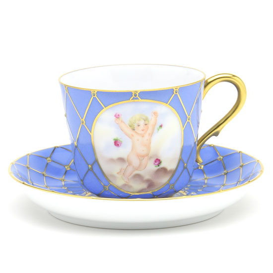 ヘレンド (HEREND) フンボルト 青碧 珈琲優勝杯＆平円盤 150竓 03929 / HUMBOLDT 【新品】【完全無欠BOX付き添い人】【並行輸入品】貨物輸送無料 手書き ハンガリー共和国製 コーヒー 差し上げ物 差し上げ物 ブランド名 食器