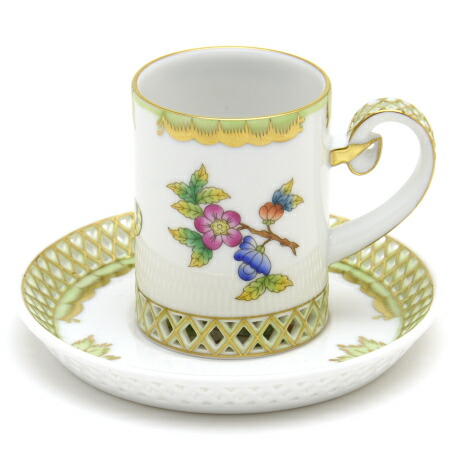 ヘレンド (HEREND) ヴィクトリアブーケ デミタスコーヒーカップ＆平円盤 100竓 04756 / VBO 【新品】【完全無欠BOX付き添い人】【並行輸入品】公々然たる細工物 透かし彫り 貨物輸送無料 手書き ハンガリー共和国製 差し上げ物 差し上げ物 ブランド名 食器