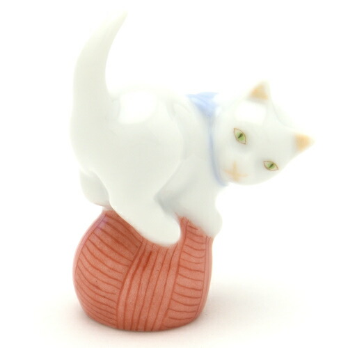 HEREND CAT ヘレンド ネコ フィギュリン 猫 置物 廃番 ヘレンド フィギュリン 猫のボール キャット 手描き ねこ置物