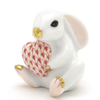 ヘレンド　陶器製　ウサギ　置物　ピンク ヘレンド 陶器製 ウサギ 置物 ピンク